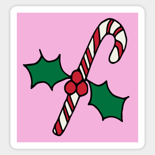 Christmas Candy Canes on pink Sticker